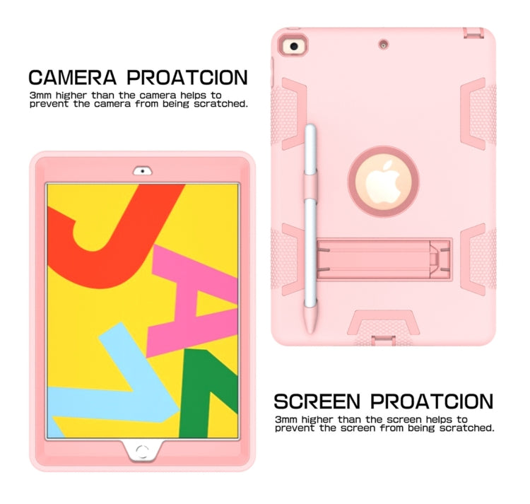 For iPad 10.2 Shockproof PC + Silicone Protective Case with Holder & Pen Slot