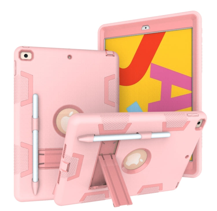 For iPad 10.2 Shockproof PC + Silicone Protective Case with Holder & Pen Slot