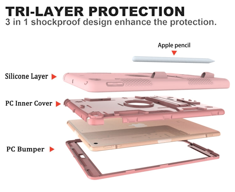 For iPad 10.2 Shockproof PC + Silicone Protective Case with Holder & Pen Slot
