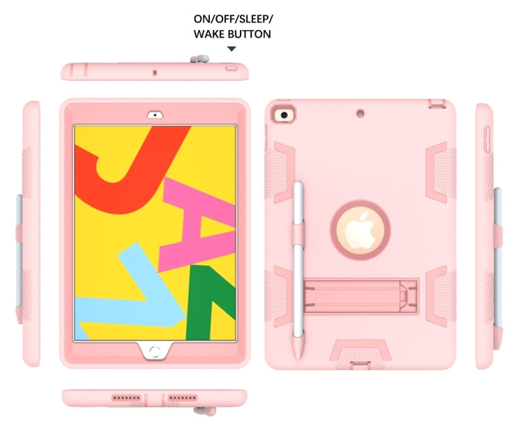 For iPad 10.2 Shockproof PC + Silicone Protective Case with Holder & Pen Slot