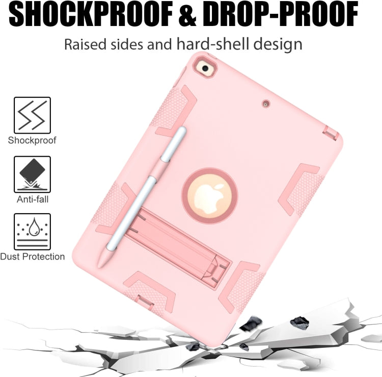For iPad 10.2 Shockproof PC + Silicone Protective Case with Holder & Pen Slot