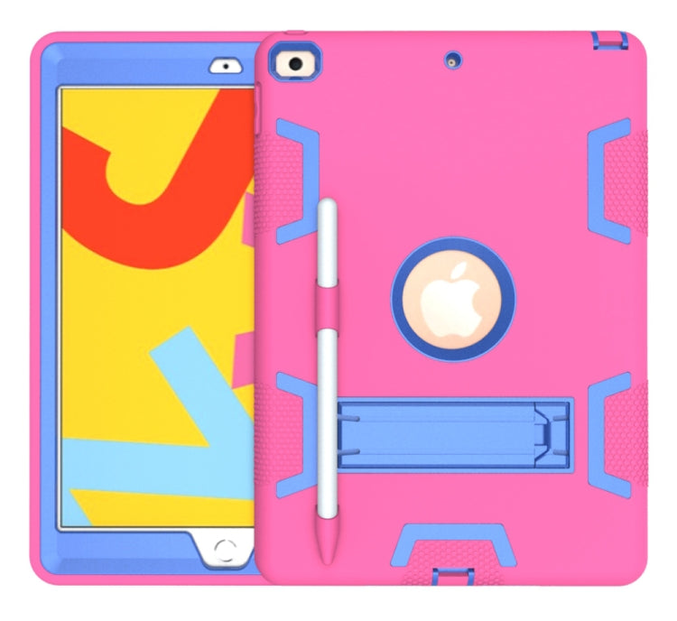 For iPad 10.2 Shockproof PC + Silicone Protective Case with Holder & Pen Slot