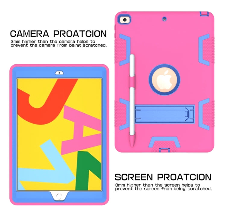 For iPad 10.2 Shockproof PC + Silicone Protective Case with Holder & Pen Slot