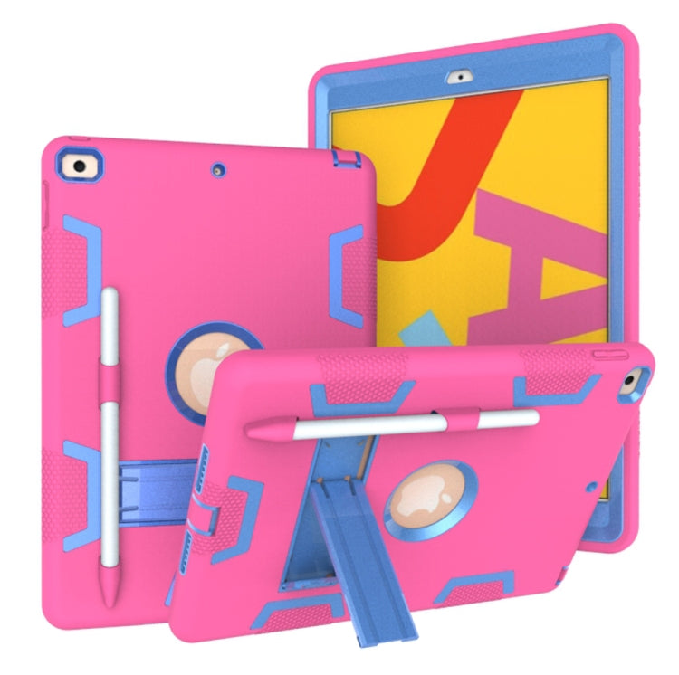 For iPad 10.2 Shockproof PC + Silicone Protective Case with Holder & Pen Slot
