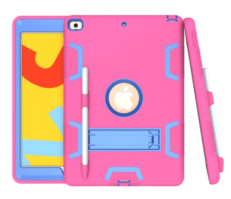 For iPad 10.2 Shockproof PC + Silicone Protective Case with Holder & Pen Slot