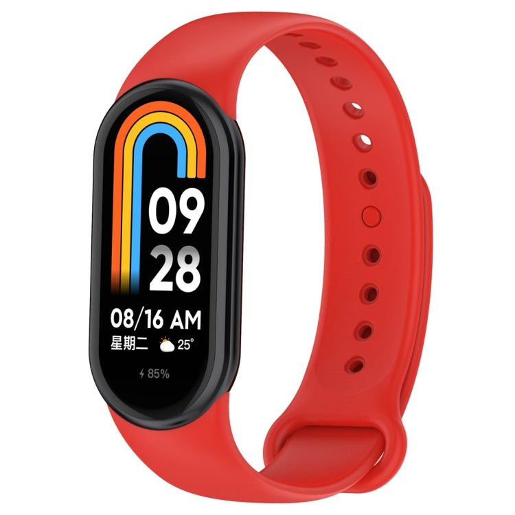 For Xiaomi Mi Band 8 Solid Color Silicone Plug Replacement Watch Band