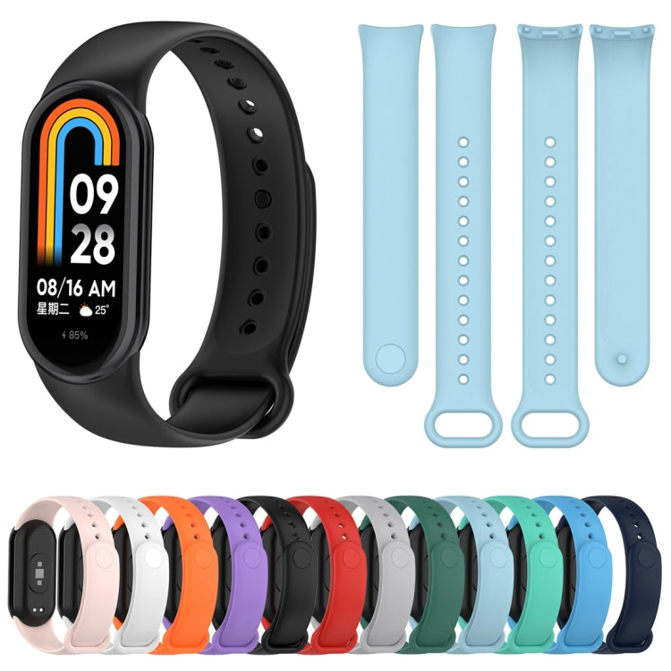 For Xiaomi Mi Band 8 Solid Color Silicone Plug Replacement Watch Band