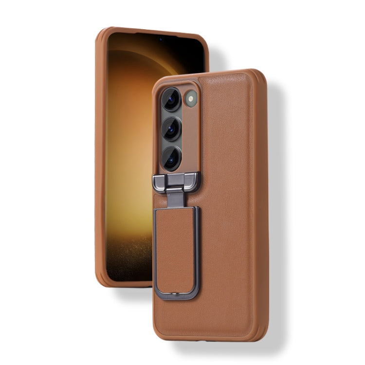 For Samsung Galaxy S23 5G Lens Flip Cover TPU+PU Phone Case