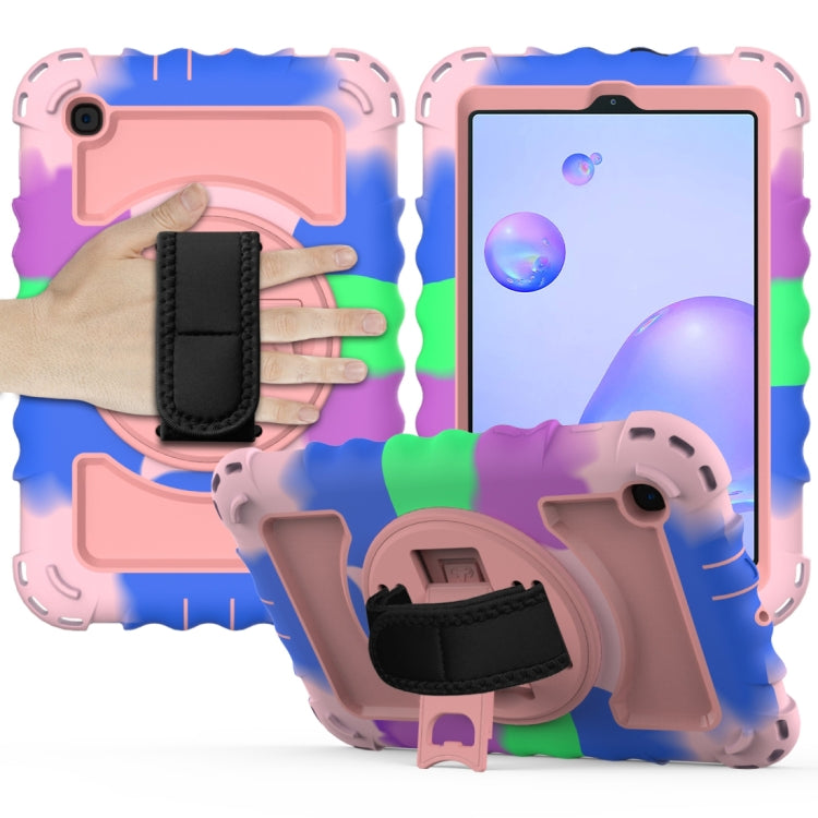 For Samsung Galaxy Tab A 8.4 (2020) 360 Degree Rotation PC + Silicone Shockproof Protective Case with Holder & Hand Strap & Neck Strap
