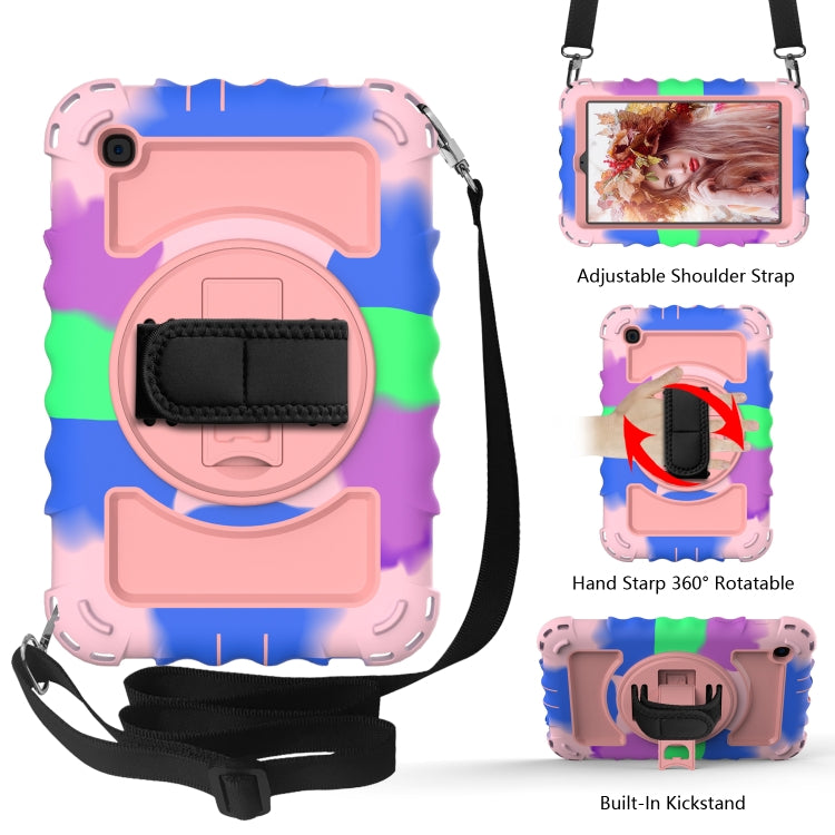 For Samsung Galaxy Tab A 8.4 (2020) 360 Degree Rotation PC + Silicone Shockproof Protective Case with Holder & Hand Strap & Neck Strap