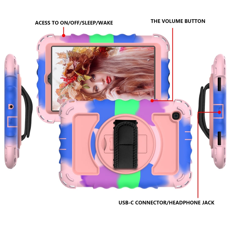 For Samsung Galaxy Tab A 8.4 (2020) 360 Degree Rotation PC + Silicone Shockproof Protective Case with Holder & Hand Strap & Neck Strap
