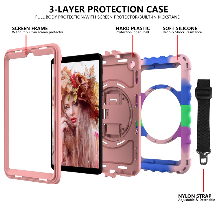 For Samsung Galaxy Tab A 8.4 (2020) 360 Degree Rotation PC + Silicone Shockproof Protective Case with Holder & Hand Strap & Neck Strap
