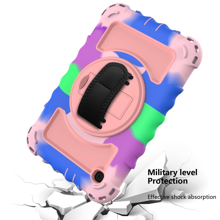 For Samsung Galaxy Tab A 8.4 (2020) 360 Degree Rotation PC + Silicone Shockproof Protective Case with Holder & Hand Strap & Neck Strap
