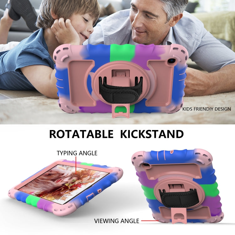 For Samsung Galaxy Tab A 8.4 (2020) 360 Degree Rotation PC + Silicone Shockproof Protective Case with Holder & Hand Strap & Neck Strap