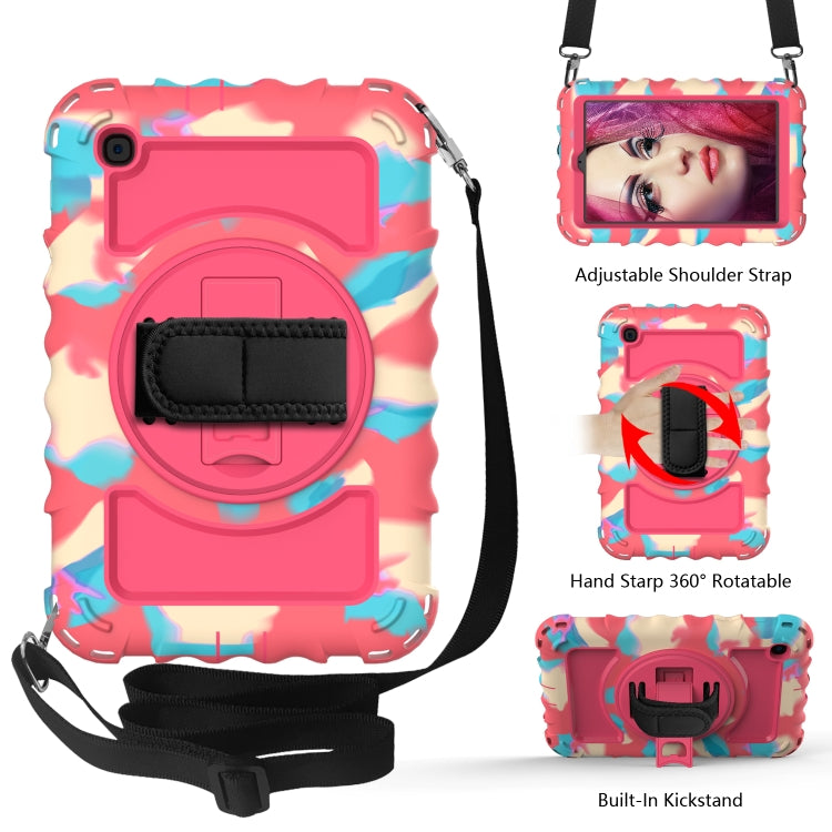 For Samsung Galaxy Tab A 8.4 (2020) 360 Degree Rotation PC + Silicone Shockproof Protective Case with Holder & Hand Strap & Neck Strap