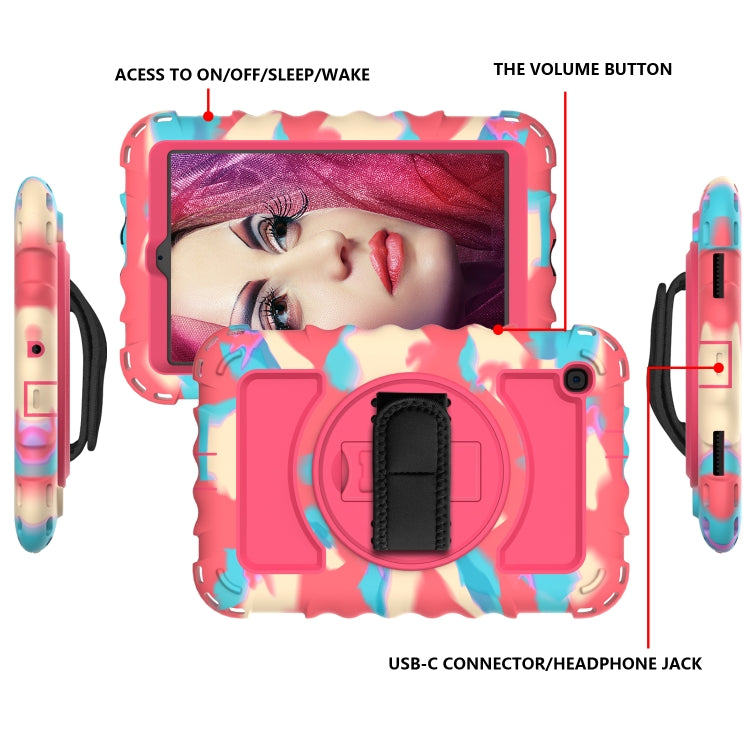 For Samsung Galaxy Tab A 8.4 (2020) 360 Degree Rotation PC + Silicone Shockproof Protective Case with Holder & Hand Strap & Neck Strap