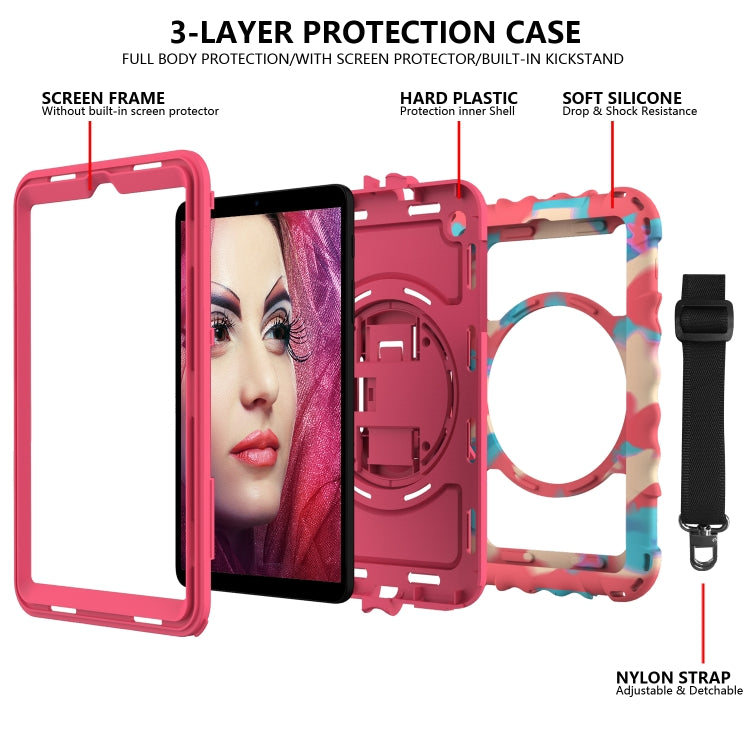 For Samsung Galaxy Tab A 8.4 (2020) 360 Degree Rotation PC + Silicone Shockproof Protective Case with Holder & Hand Strap & Neck Strap