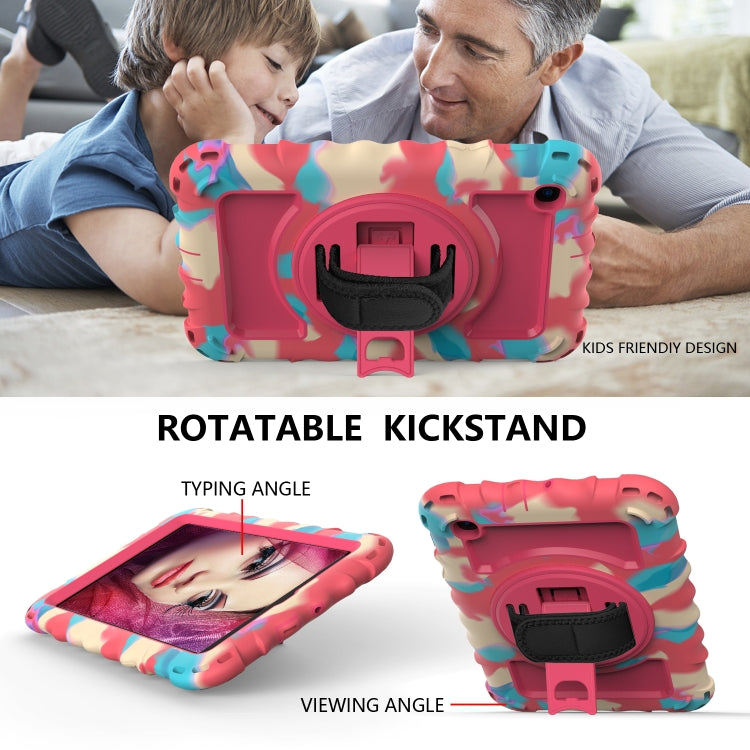 For Samsung Galaxy Tab A 8.4 (2020) 360 Degree Rotation PC + Silicone Shockproof Protective Case with Holder & Hand Strap & Neck Strap