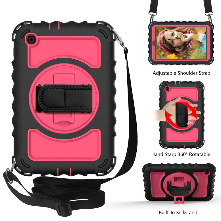 For Samsung Galaxy Tab A 8.4 (2020) 360 Degree Rotation PC + Silicone Shockproof Protective Case with Holder & Hand Strap & Neck Strap