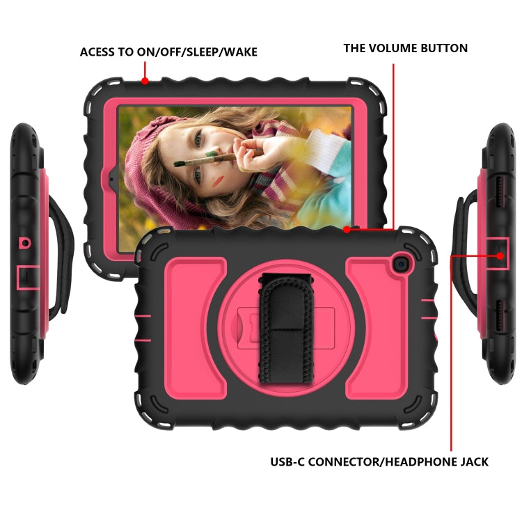 For Samsung Galaxy Tab A 8.4 (2020) 360 Degree Rotation PC + Silicone Shockproof Protective Case with Holder & Hand Strap & Neck Strap