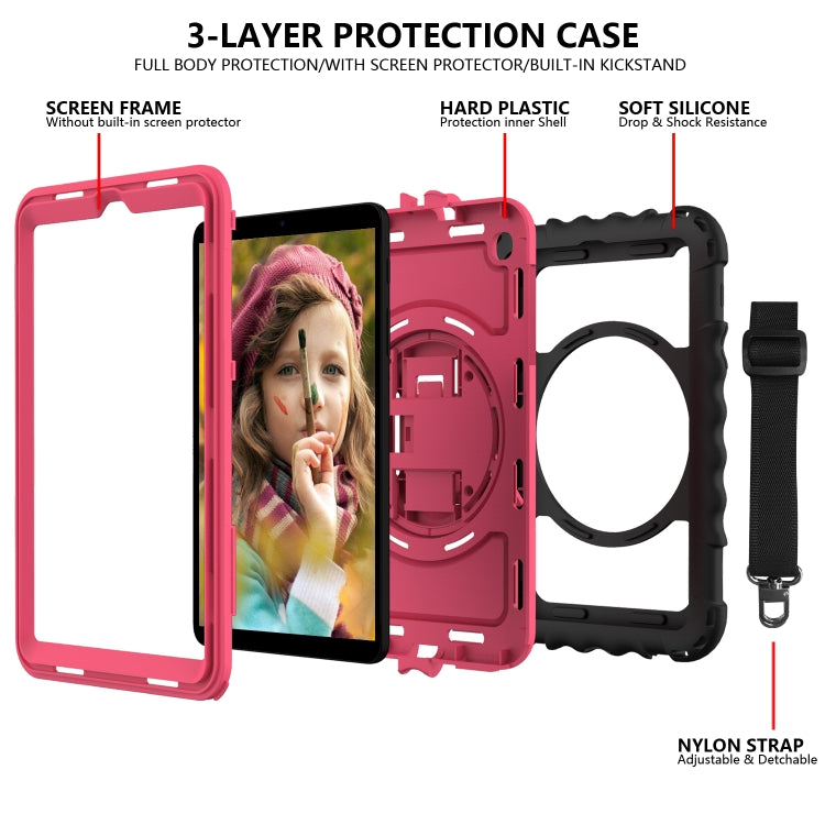 For Samsung Galaxy Tab A 8.4 (2020) 360 Degree Rotation PC + Silicone Shockproof Protective Case with Holder & Hand Strap & Neck Strap