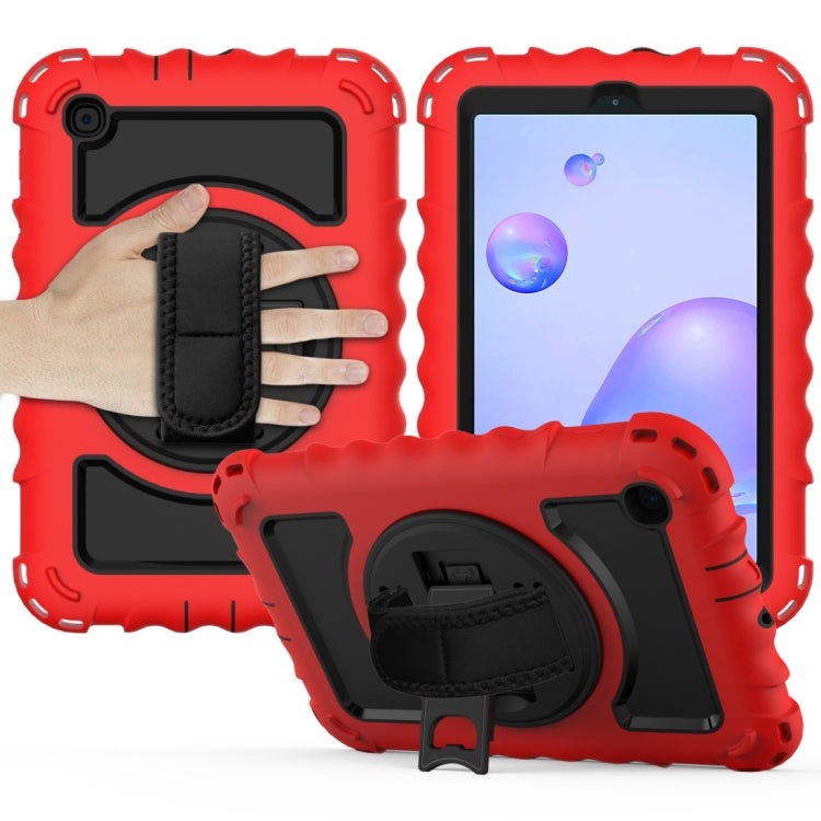 For Samsung Galaxy Tab A 8.4 (2020) 360 Degree Rotation PC + Silicone Shockproof Protective Case with Holder & Hand Strap & Neck Strap