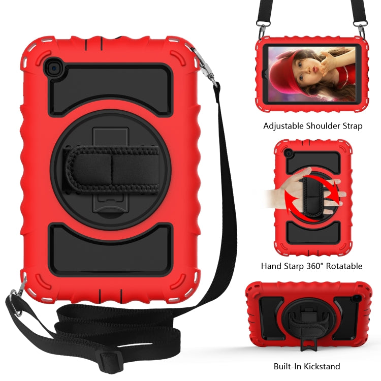 For Samsung Galaxy Tab A 8.4 (2020) 360 Degree Rotation PC + Silicone Shockproof Protective Case with Holder & Hand Strap & Neck Strap