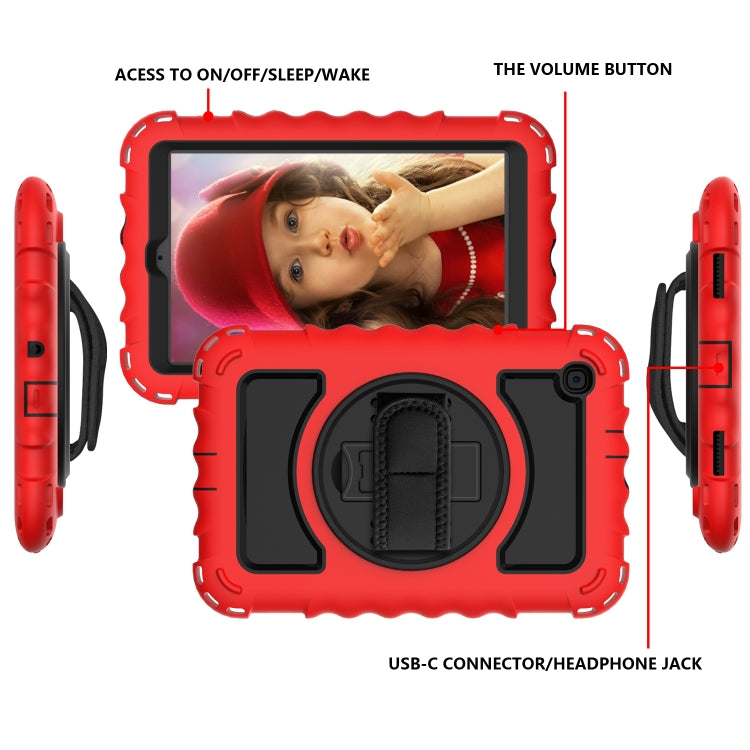 For Samsung Galaxy Tab A 8.4 (2020) 360 Degree Rotation PC + Silicone Shockproof Protective Case with Holder & Hand Strap & Neck Strap
