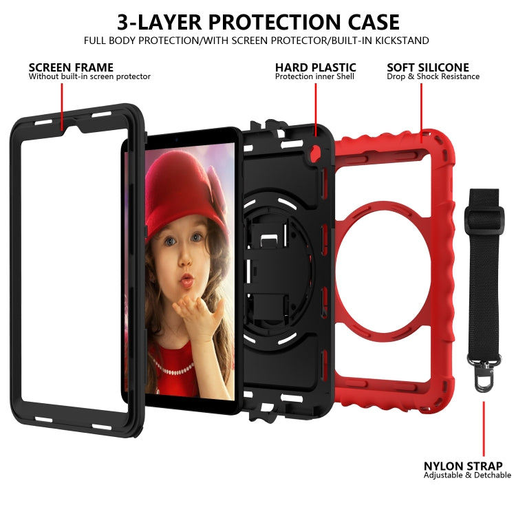For Samsung Galaxy Tab A 8.4 (2020) 360 Degree Rotation PC + Silicone Shockproof Protective Case with Holder & Hand Strap & Neck Strap