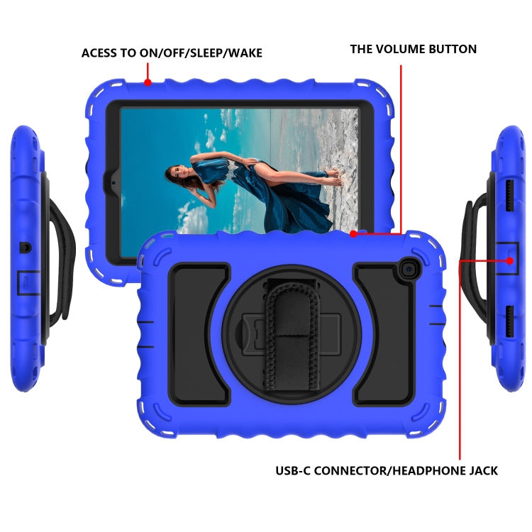 For Samsung Galaxy Tab A 8.4 (2020) 360 Degree Rotation PC + Silicone Shockproof Protective Case with Holder & Hand Strap & Neck Strap