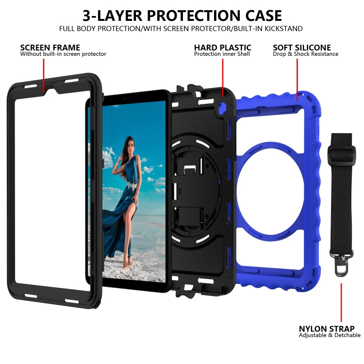 For Samsung Galaxy Tab A 8.4 (2020) 360 Degree Rotation PC + Silicone Shockproof Protective Case with Holder & Hand Strap & Neck Strap