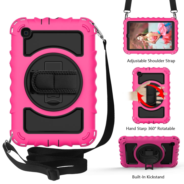 For Samsung Galaxy Tab A 8.4 (2020) 360 Degree Rotation PC + Silicone Shockproof Protective Case with Holder & Hand Strap & Neck Strap