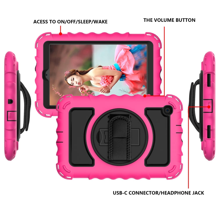 For Samsung Galaxy Tab A 8.4 (2020) 360 Degree Rotation PC + Silicone Shockproof Protective Case with Holder & Hand Strap & Neck Strap