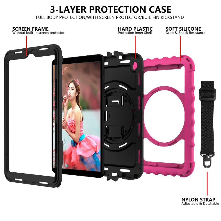 For Samsung Galaxy Tab A 8.4 (2020) 360 Degree Rotation PC + Silicone Shockproof Protective Case with Holder & Hand Strap & Neck Strap