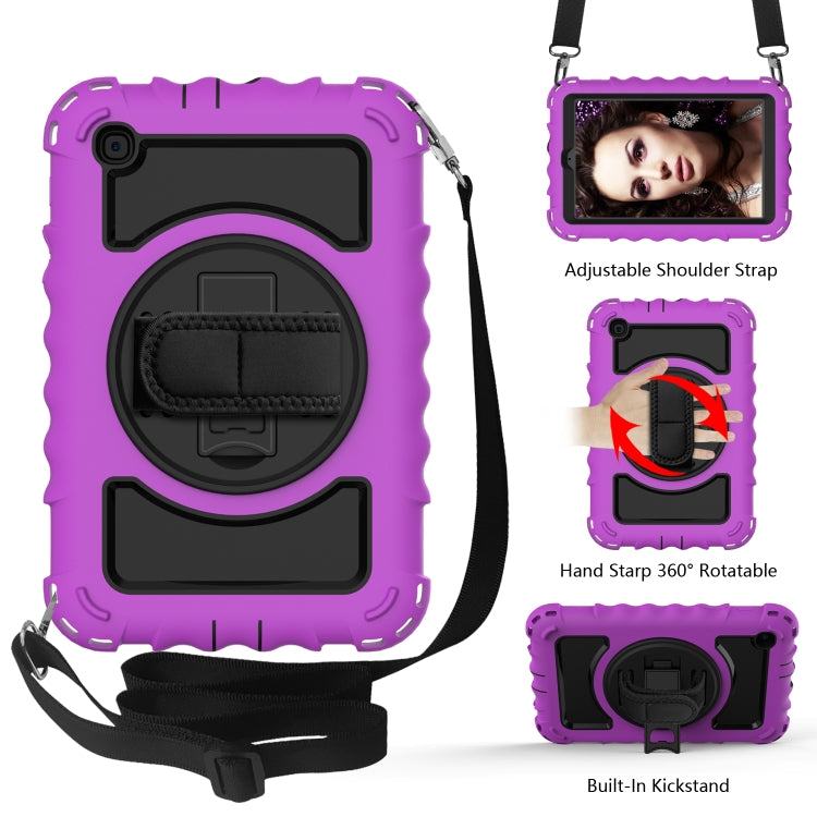 For Samsung Galaxy Tab A 8.4 (2020) 360 Degree Rotation PC + Silicone Shockproof Protective Case with Holder & Hand Strap & Neck Strap