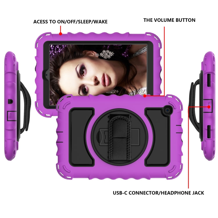 For Samsung Galaxy Tab A 8.4 (2020) 360 Degree Rotation PC + Silicone Shockproof Protective Case with Holder & Hand Strap & Neck Strap