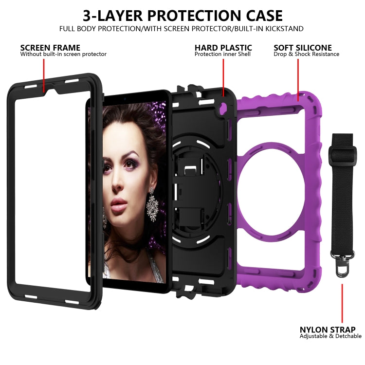 For Samsung Galaxy Tab A 8.4 (2020) 360 Degree Rotation PC + Silicone Shockproof Protective Case with Holder & Hand Strap & Neck Strap