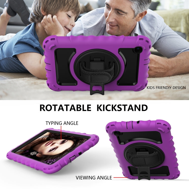 For Samsung Galaxy Tab A 8.4 (2020) 360 Degree Rotation PC + Silicone Shockproof Protective Case with Holder & Hand Strap & Neck Strap