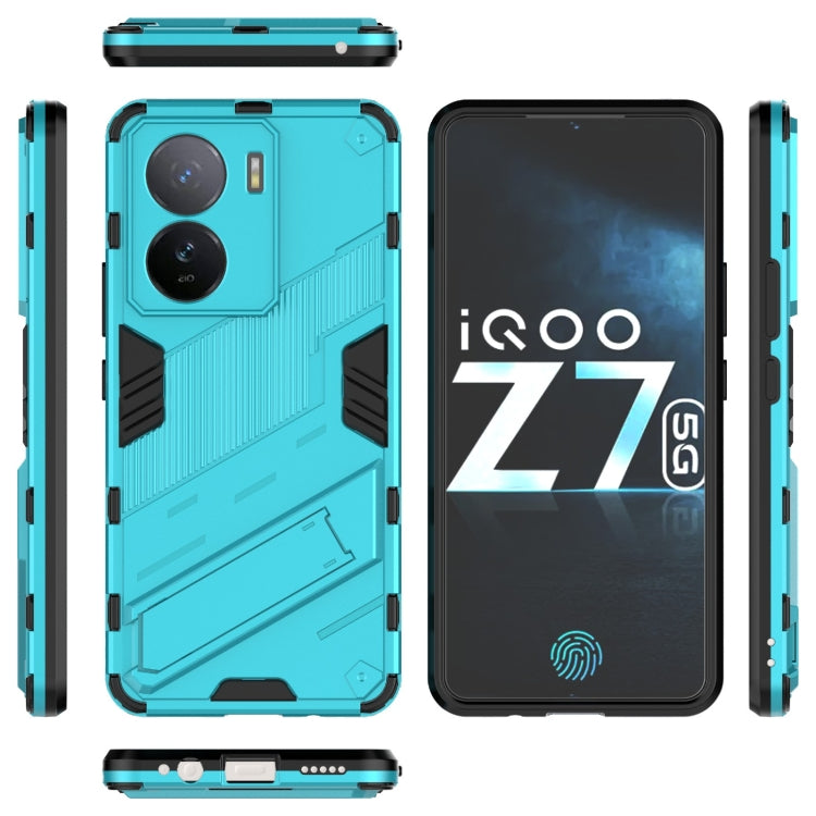 For vivo iQOO Z7 5G Global Punk Armor 2 in 1 PC + TPU Shockproof Phone Case with Invisible Holder