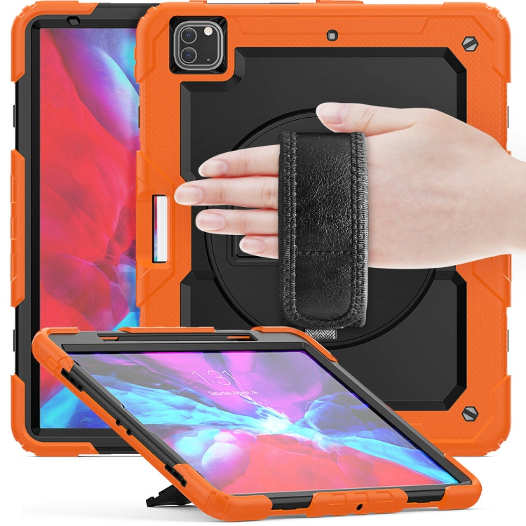 For iPad Pro 12.9 (2020) Shockproof Colorful Silicone + PC Protective Tablet Case with Holder & Shoulder Strap & Hand Strap & Pen Slot