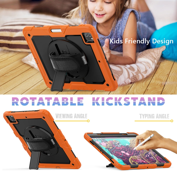 For iPad Pro 12.9 (2020) Shockproof Colorful Silicone + PC Protective Tablet Case with Holder & Shoulder Strap & Hand Strap & Pen Slot