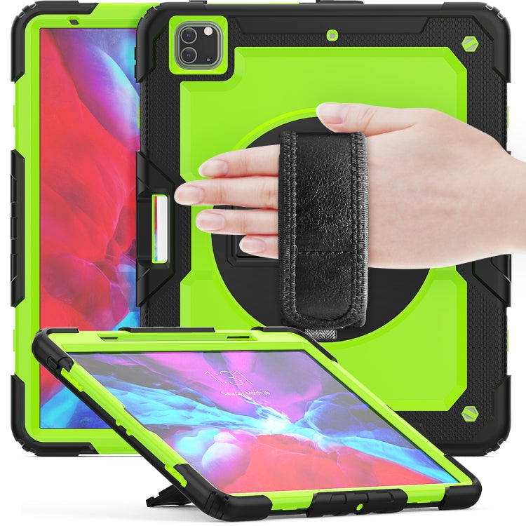 For iPad Pro 12.9 (2020) Shockproof Colorful Silicone + PC Protective Tablet Case with Holder & Shoulder Strap & Hand Strap & Pen Slot