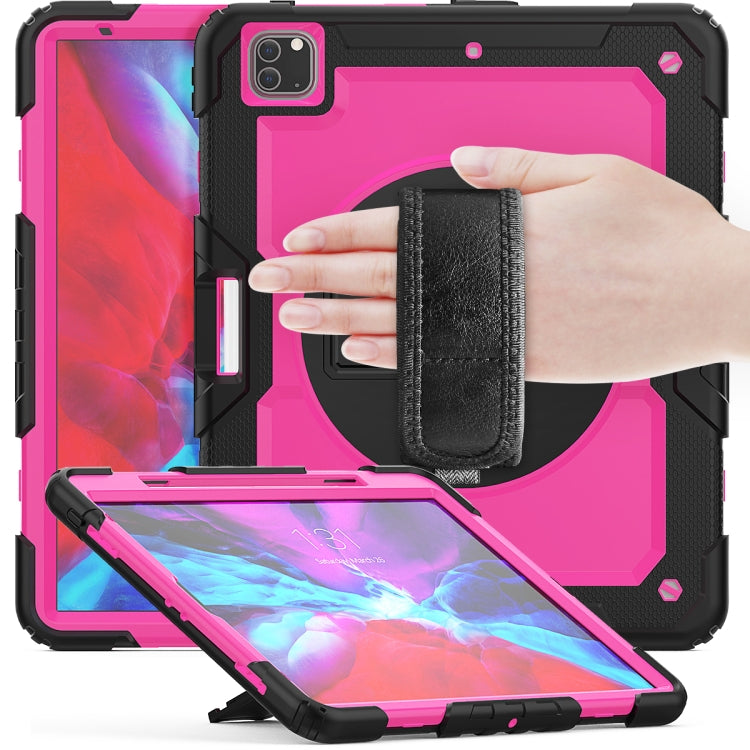 For iPad Pro 12.9 (2020) Shockproof Colorful Silicone + PC Protective Tablet Case with Holder & Shoulder Strap & Hand Strap & Pen Slot
