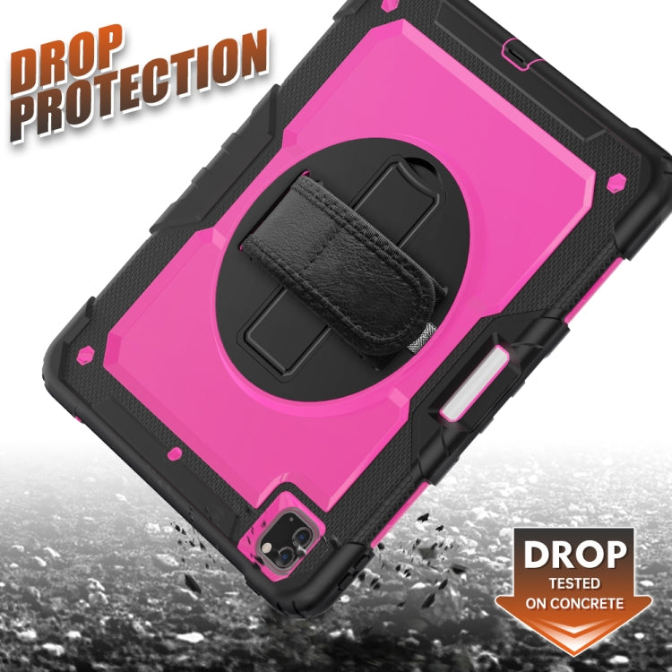 For iPad Pro 12.9 (2020) Shockproof Colorful Silicone + PC Protective Tablet Case with Holder & Shoulder Strap & Hand Strap & Pen Slot