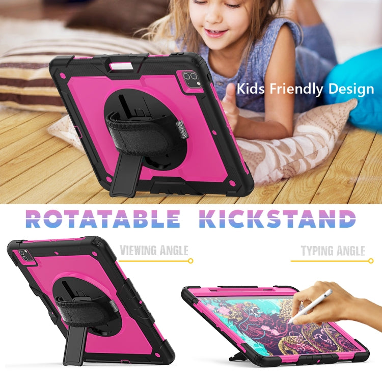For iPad Pro 12.9 (2020) Shockproof Colorful Silicone + PC Protective Tablet Case with Holder & Shoulder Strap & Hand Strap & Pen Slot