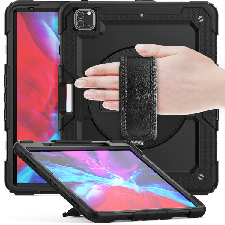 For iPad Pro 12.9 (2020) Shockproof Colorful Silicone + PC Protective Tablet Case with Holder & Shoulder Strap & Hand Strap & Pen Slot