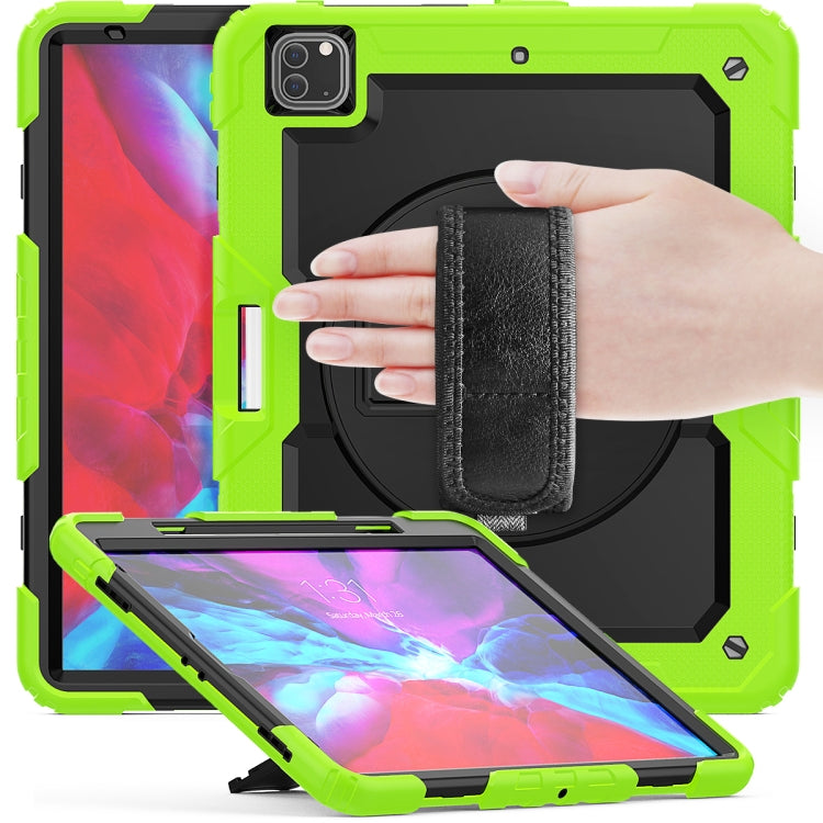 For iPad Pro 12.9 (2020) Shockproof Colorful Silicone + PC Protective Tablet Case with Holder & Shoulder Strap & Hand Strap & Pen Slot
