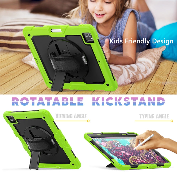 For iPad Pro 12.9 (2020) Shockproof Colorful Silicone + PC Protective Tablet Case with Holder & Shoulder Strap & Hand Strap & Pen Slot