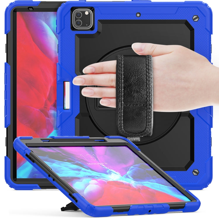For iPad Pro 12.9 (2020) Shockproof Colorful Silicone + PC Protective Tablet Case with Holder & Shoulder Strap & Hand Strap & Pen Slot