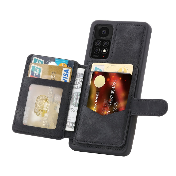For Xiaomi Redmi Note 11S / Note 11 4G Global Skin Feel Dream RFID Anti-theft PU Card Bag Phone Case